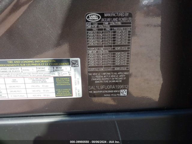 SAL1L9FU0RA199612 Land Rover Range Rover Sport Dynamic Se