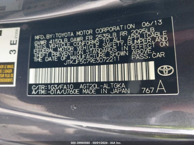 JTKJF5C79E3072211 Scion Tc 10 Series/monogram