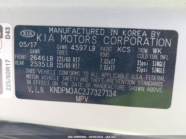 KIA Sportage Lx 2018 KNDPM3AC2J7327134 Image 9