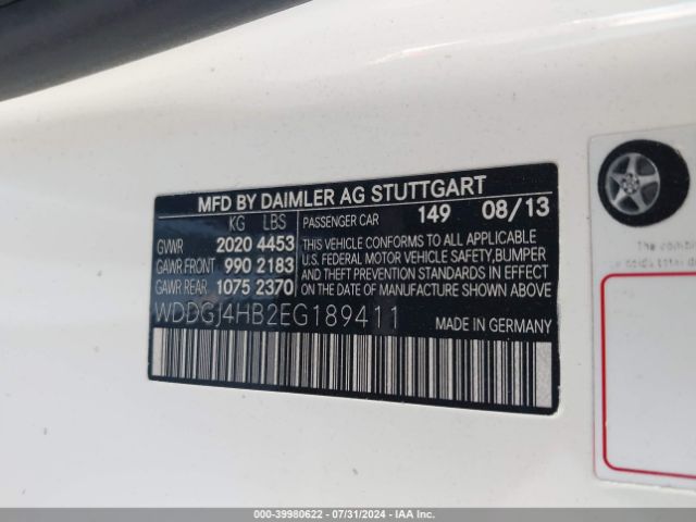 WDDGJ4HB2EG189411 Mercedes-Benz C 250
