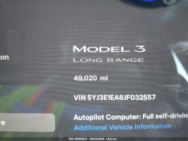 5YJ3E1EA8JF032557 Tesla Model 3 Long Range/mid Range