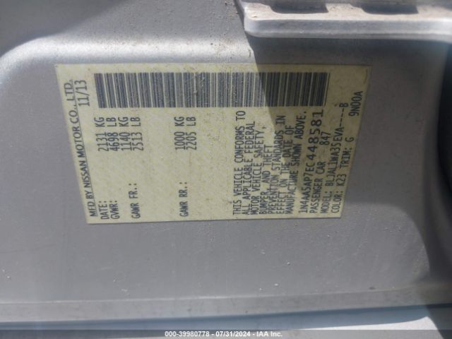 1N4AA5AP7EC448581 Nissan Maxima 3.5 Sv