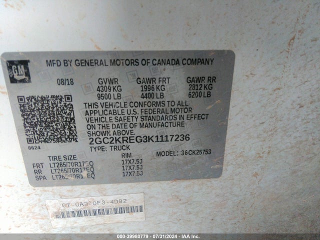 Chevrolet Silverado 2500hd Wt 2019 2GC2KREG3K1117236 Image 9