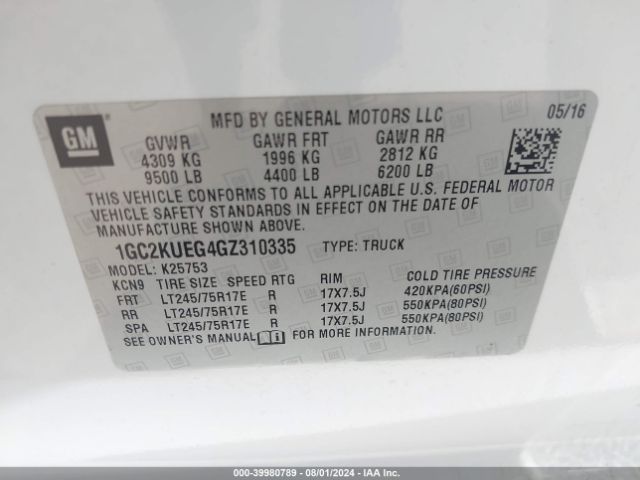 1GC2KUEG4GZ310335 Chevrolet Silverado 2500hd Wt