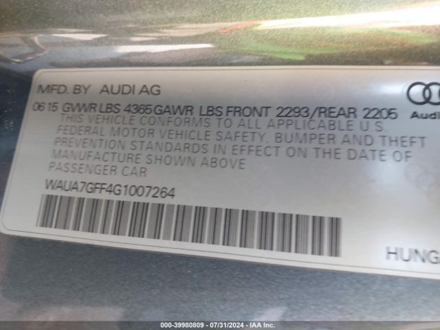 WAUA7GFF4G1007264 Audi A3 1.8t Premium