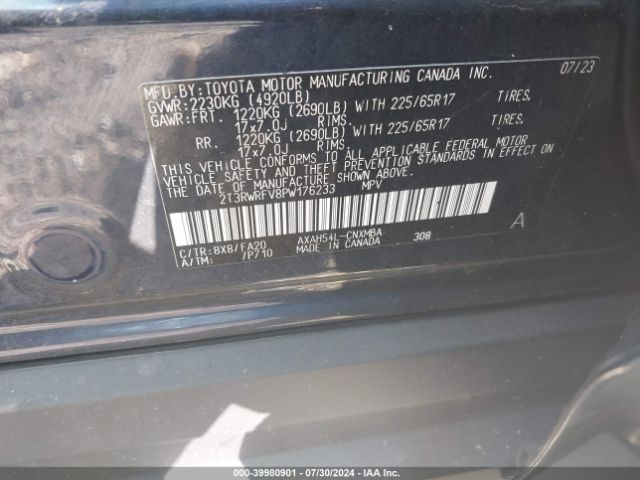 2T3RWRFV8PW176233 Toyota Rav4 Hybrid Xle