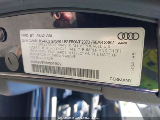 WAUGNAF49HN014622 Audi A4 2.0t Premium