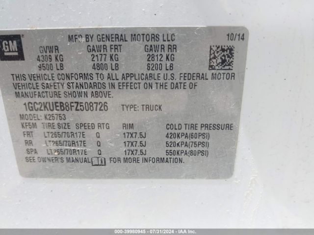 1GC2KUEB8FZ508726 Chevrolet Silverado 2500hd Wt