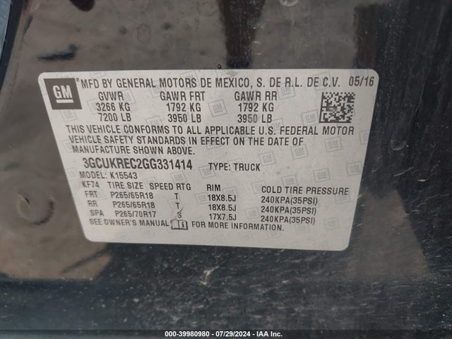 Chevrolet Silverado 1500 1lt 2016 3GCUKREC2GG331414 Image 9