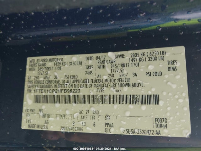 Ford F-150 Xl 2017 1FTEX1CP2HFB98220 Image 9
