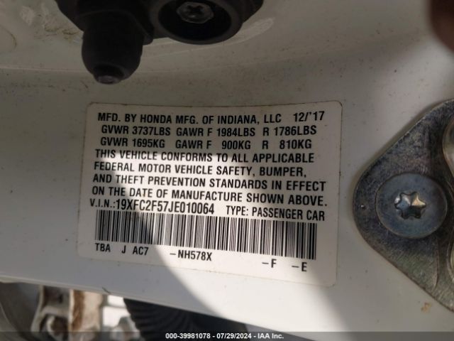 19XFC2F57JE010064 Honda Civic Lx