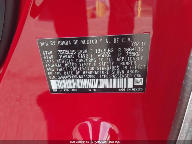 3HGGK5H99JM711298 Honda Fit Ex-l