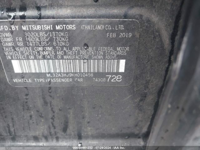 ML32A3HJ9KH010456 Mitsubishi Mirage Rf