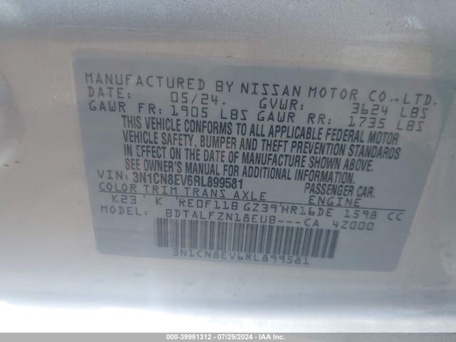 Nissan Versa 1.6 Sv 2024 3N1CN8EV6RL899581 Image 9