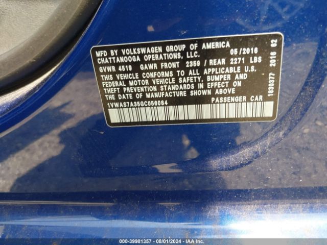 1VWAS7A35GC056084 Volkswagen Passat 1.8t R-line
