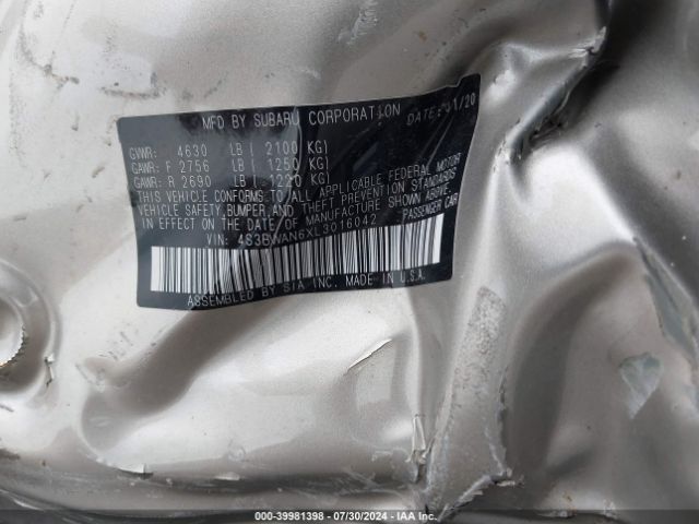 4S3BWAN6XL3016042 Subaru Legacy Limited