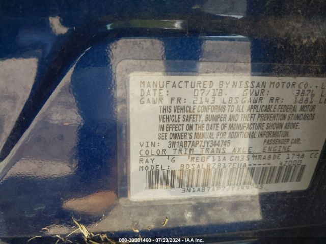 3N1AB7AP7JY344745 Nissan SENTRA S