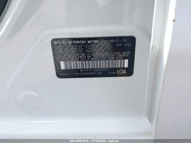 ML32F3FJ5HH002657 Mitsubishi Mirage G4 Es