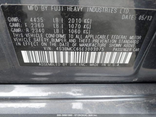 4S3BMCC65E3003075 Subaru Legacy 2.5i Premium
