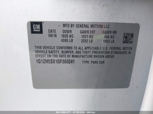 1G1ZH5SX1GF360241 Chevrolet Malibu Premier