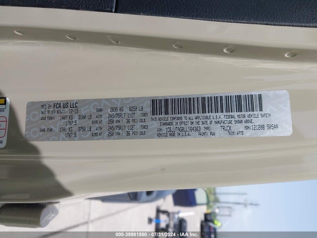 Jeep Gladiator Sport 4x4 2020 1C6JJTAG8LL164363 Image 9