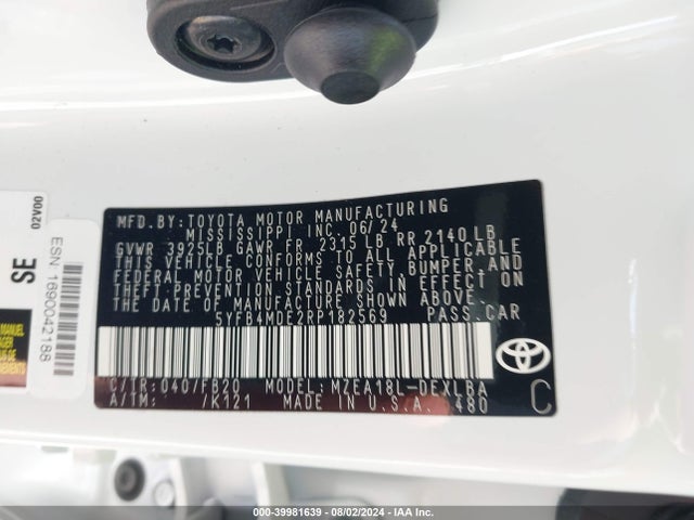 Toyota COROLLA LE 2024 5YFB4MDE2RP182569 Image 9