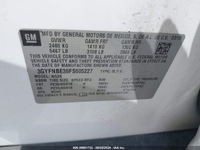 Cadillac Srx Luxury Collection 2015 3GYFNBE38FS605227 Image 9