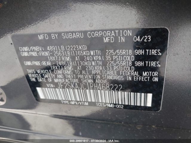JF2SKAJC1PH468222 Subaru Forester Sport