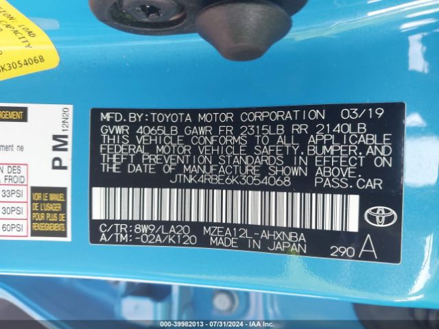 JTNK4RBE6K3054068 Toyota Corolla Xse