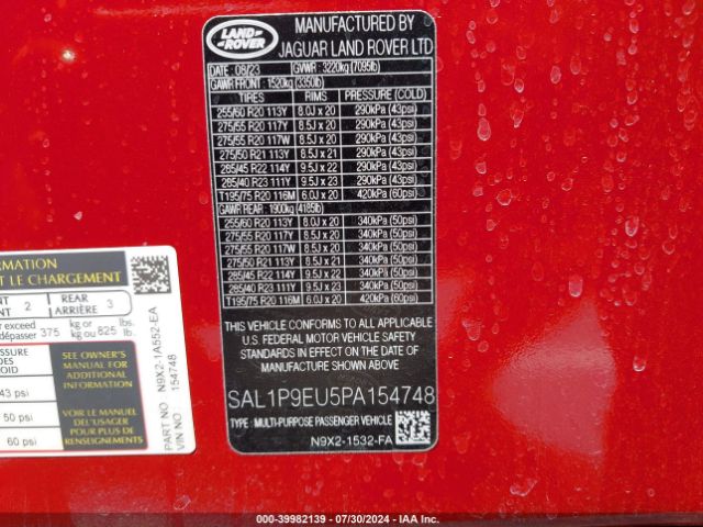 SAL1P9EU5PA154748 Land Rover Range Rover Sport Se