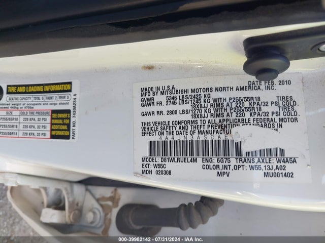 2010 MITSUBISHI ENDEAVOR 4A4JN3AS9AE015861 Photo 8