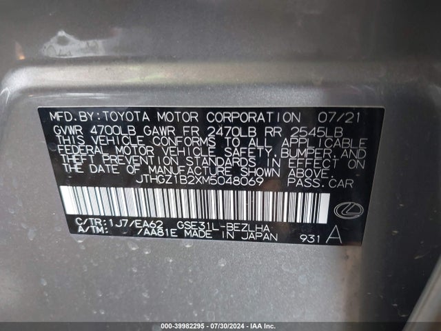JTHGZ1B2XM5048069 Lexus Is 350 F Sport