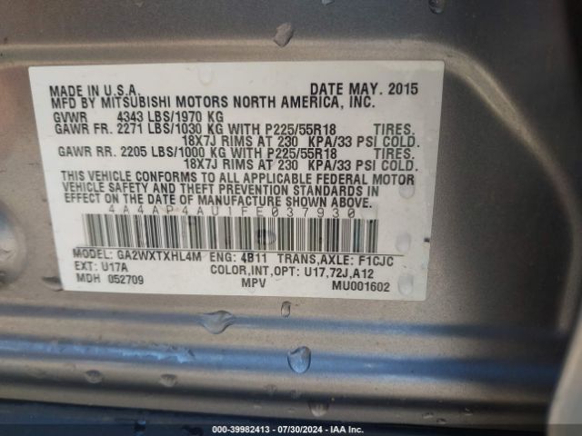 4A4AP4AU1FE037930 Mitsubishi Outlander Sport Se