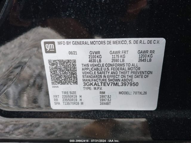 3GKALTEV7ML397950 GMC Terrain Awd Sle
