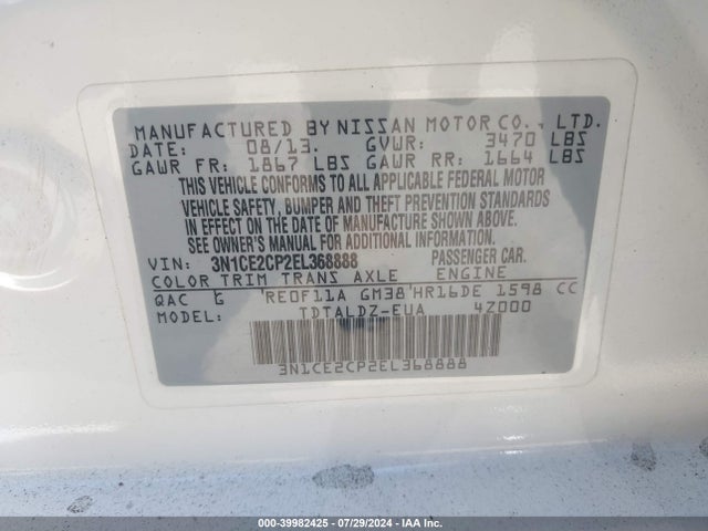 Nissan Versa Note Sv 2014 3N1CE2CP2EL368888 Image 9