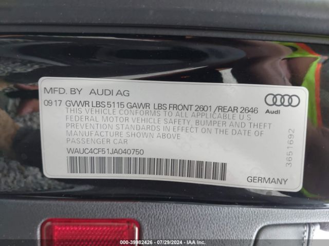 WAUC4CF51JA040750 Audi S5 3.0t Premium Plus