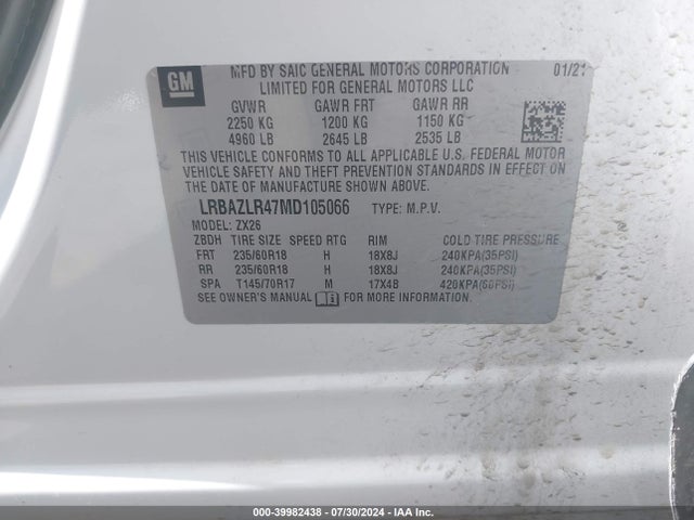 LRBAZLR47MD105066 Buick Envision Fwd Preferred
