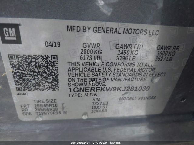 1GNERFKW9KJ281039 Chevrolet Traverse Ls