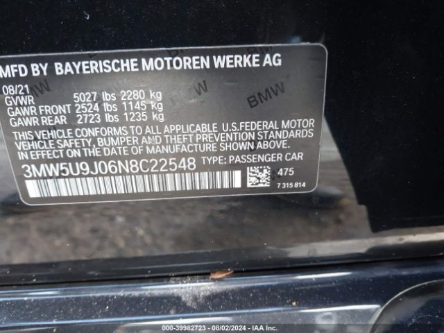 3MW5U9J06N8C22548 BMW 3 Series M340i Xdrive