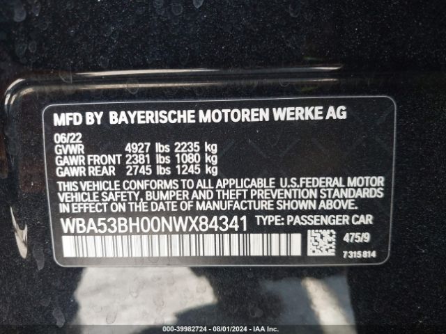 WBA53BH00NWX84341 BMW 530 I