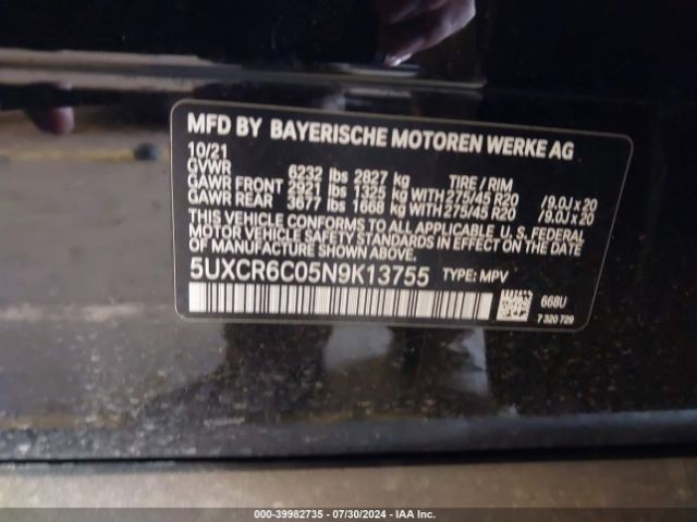 5UXCR6C05N9K13755 BMW X5 Xdrive40i