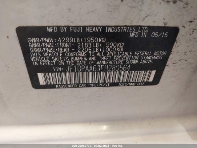 JF1GPAA63FH280564 Subaru Impreza 2.0i