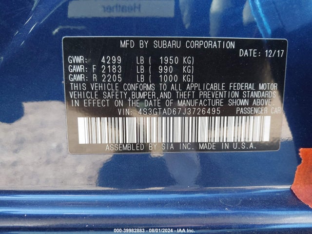 4S3GTAD67J3726495 Subaru Impreza 2.0i Premium