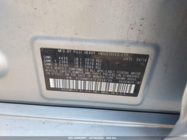 4S3BMBC61E3034799 Subaru Legacy 2.5i Premium