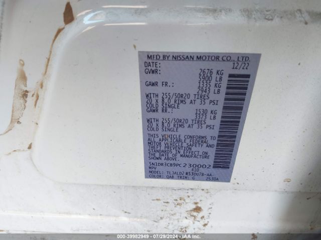5N1DR3CB9PC230002 Nissan Pathfinder Sl Fwd