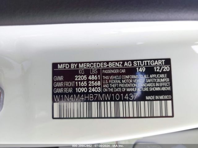 W1N4M4HB7MW101437 Mercedes-Benz Glb 250 4matic