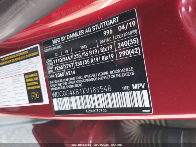 WDC0G4KB1KV189548 Mercedes-Benz Glc 300 4matic