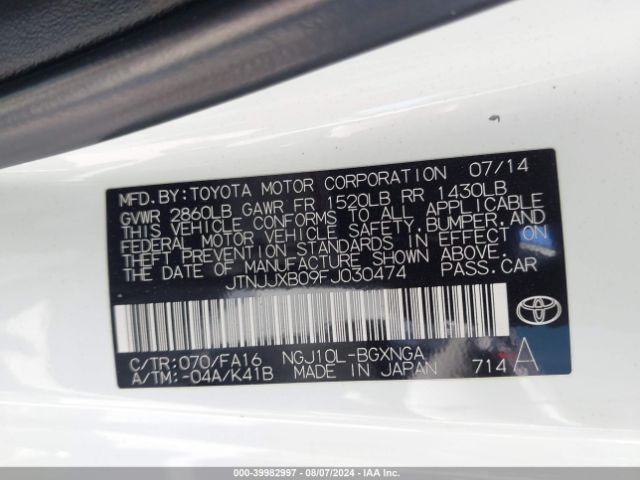 JTNJJXB09FJ030474 Scion IQ