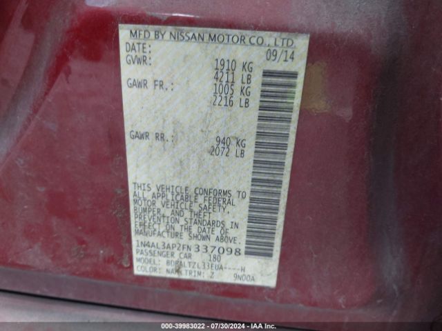 1N4AL3AP2FN337098 Nissan Altima 2.5 Sl