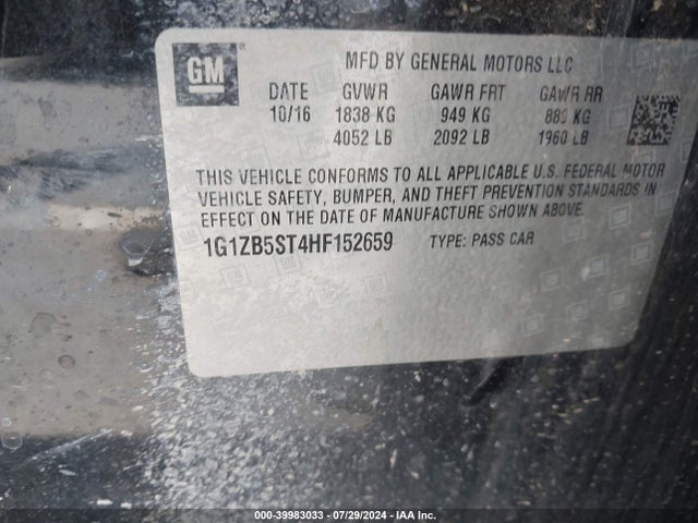 Chevrolet MALIBU LS 2017 1G1ZB5ST4HF152659 Image 9